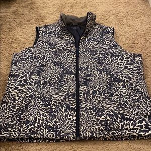 Navy & White Floral Puffer vest